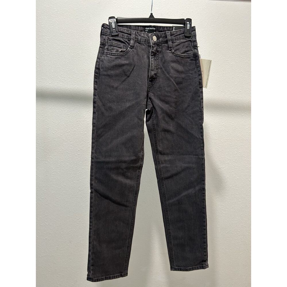 FRANK AND OAK Women's Cyndi High Rise Straight Jeans - Washed Black, Choose Sz